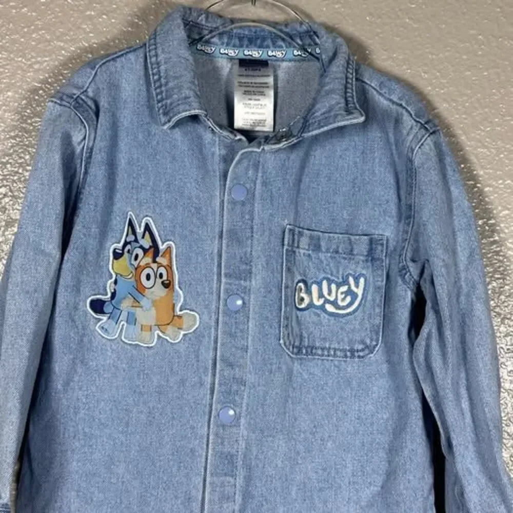 Bluey Denim Button-Down shacket Shirt Size 4T